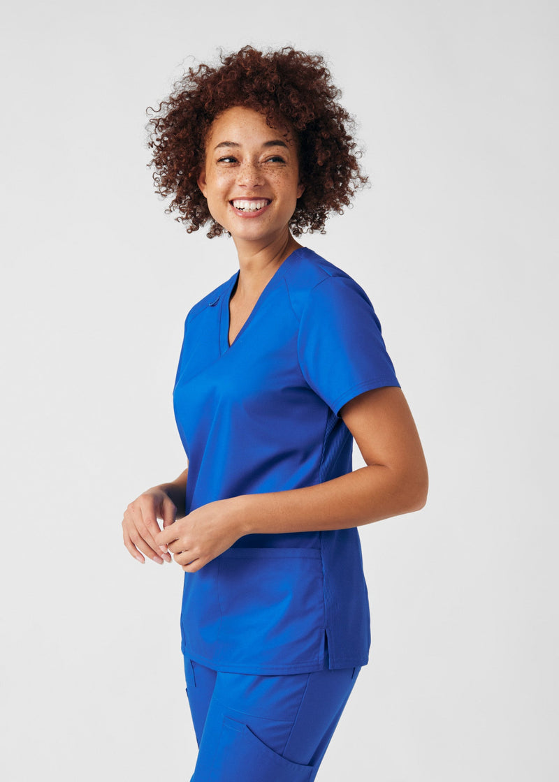 Royal - Landau ProFlex Women's 3 Pocket V-Neck Rib-Knit Scrub Top for Nursing