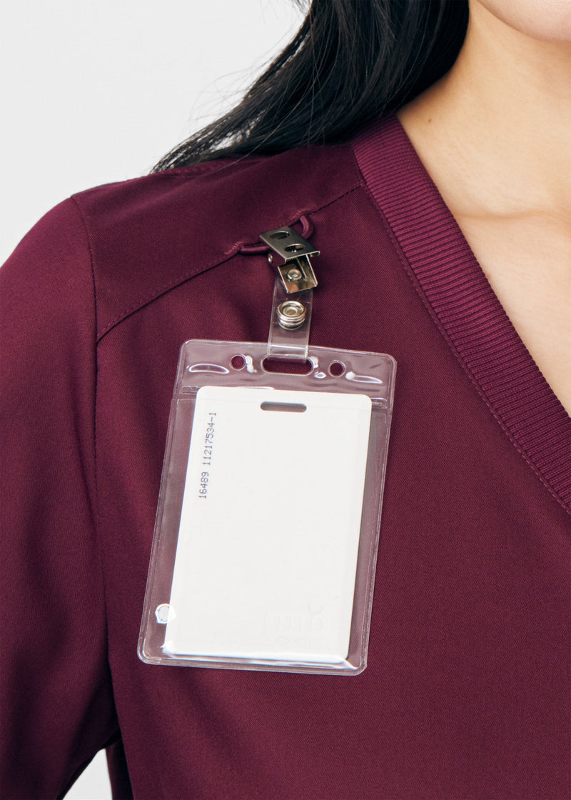 Wine - Landau ProFlex Women's 3 Pocket V-Neck Rib-Knit Scrub Top for Nursing