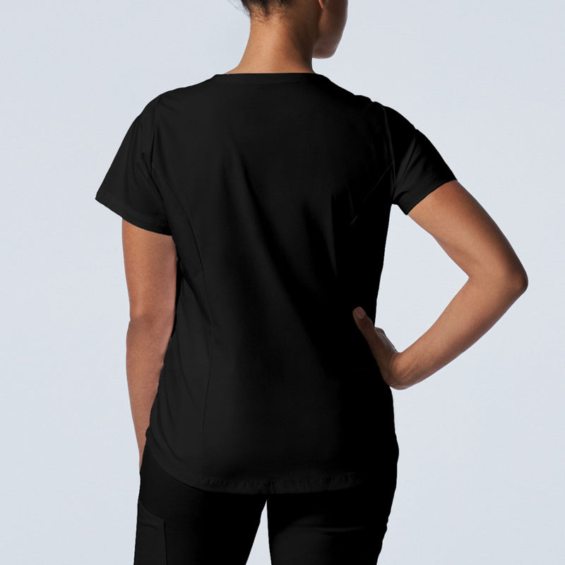 Black - Landau ProFlex Women's 2 Pocket V-Neck Rib-Knit Scrub Top for Nursing