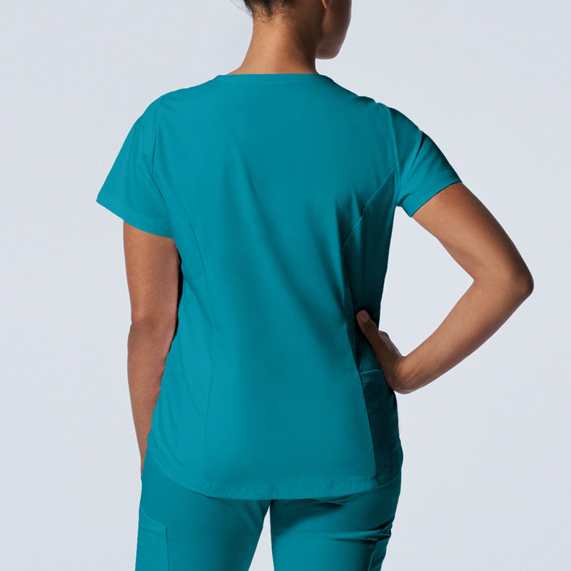 Teal - Landau ProFlex Women's 2 Pocket V-Neck Rib-Knit Scrub Top for Nursing