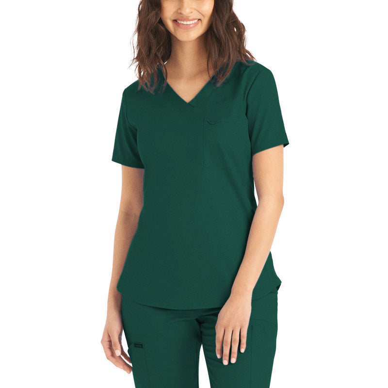Hunter - Landau ProFlex Women's 2 Pocket V-Neck Rib-Knit Scrub Top for Nursing