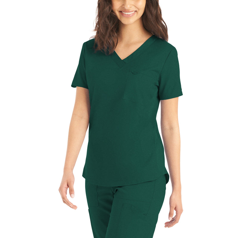 Hunter - Landau ProFlex Women's 2 Pocket V-Neck Rib-Knit Scrub Top for Nursing