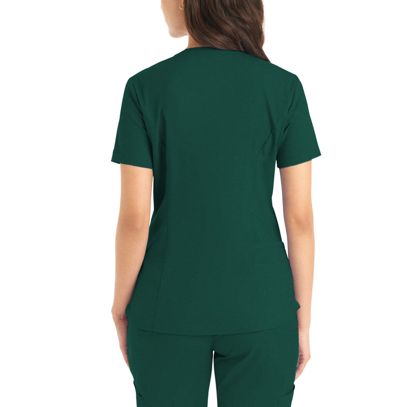 Hunter - Landau ProFlex Women's 2 Pocket V-Neck Rib-Knit Scrub Top for Nursing