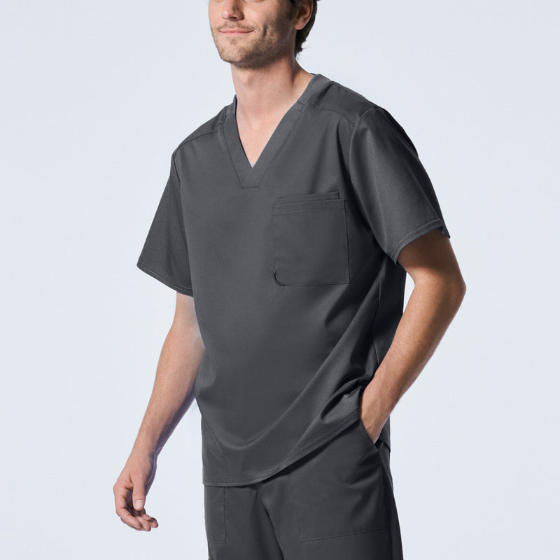 Graphite - Landau ProFlex Men's 2 Pocket V-Neck Scrub Top for Nursing