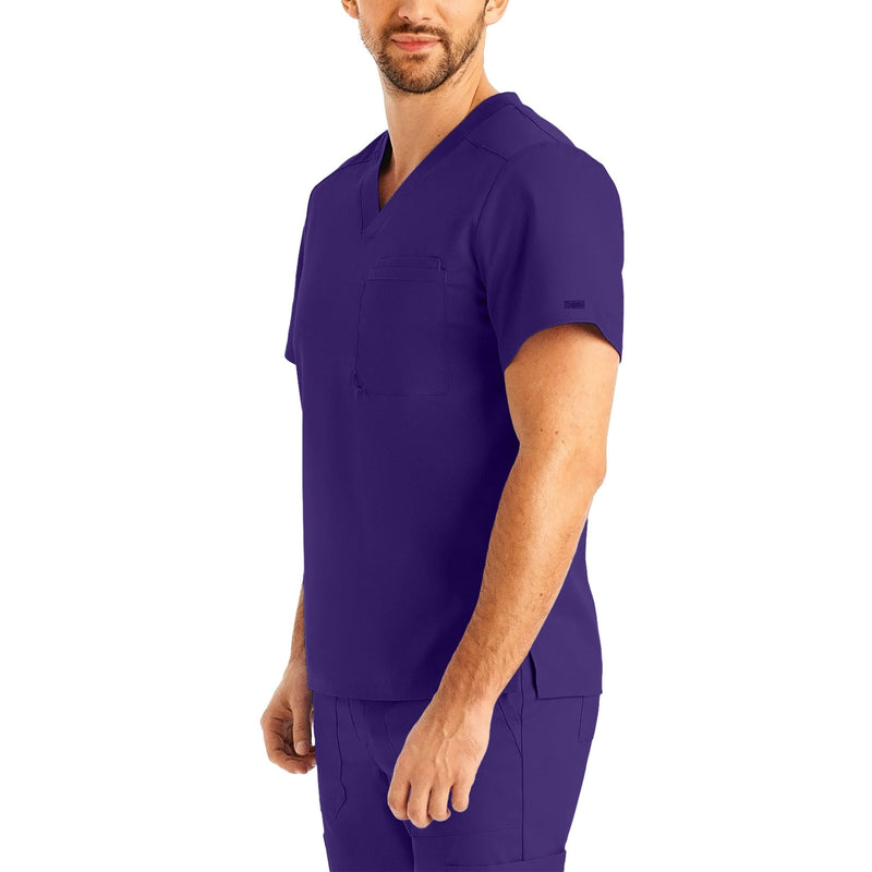 Grape - Landau ProFlex Men's 2 Pocket V-Neck Scrub Top for Nursing