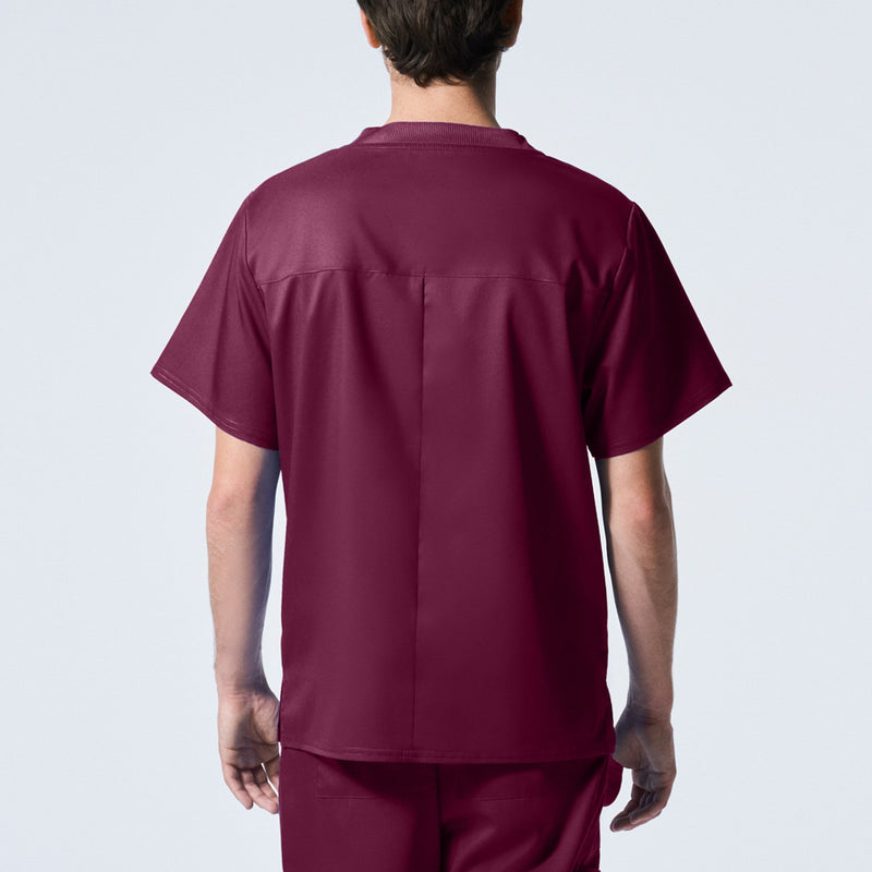 Wine - Landau ProFlex Men's 2 Pocket V-Neck Scrub Top for Nursing
