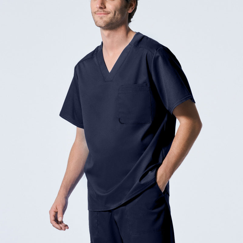 True Navy - Landau ProFlex Men's 2 Pocket V-Neck Scrub Top for Nursing