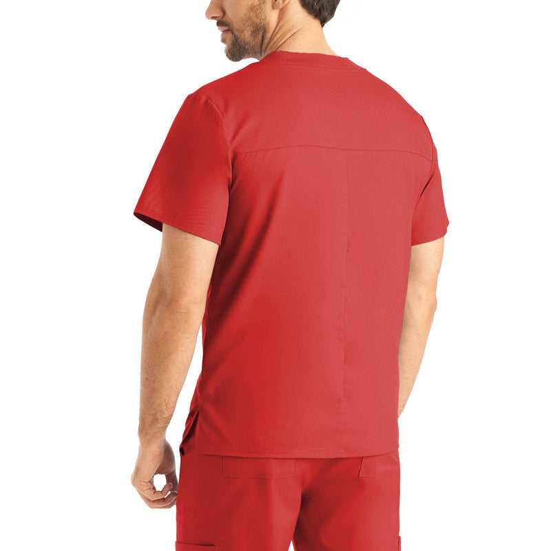 True Red - Landau ProFlex Men's 2 Pocket V-Neck Scrub Top for Nursing