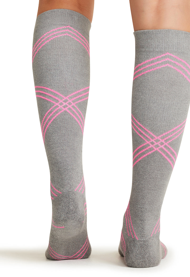 Twisted Shocking Pink - Knee High 15-20 mmHg Compression Socks (Back)
