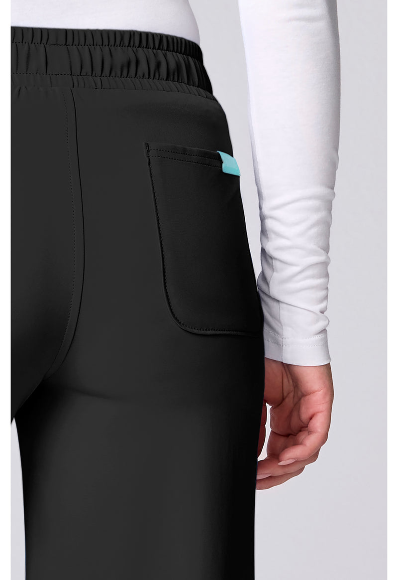 Black - Women's Wide Leg Pintuck Scrub Pants (View 4)