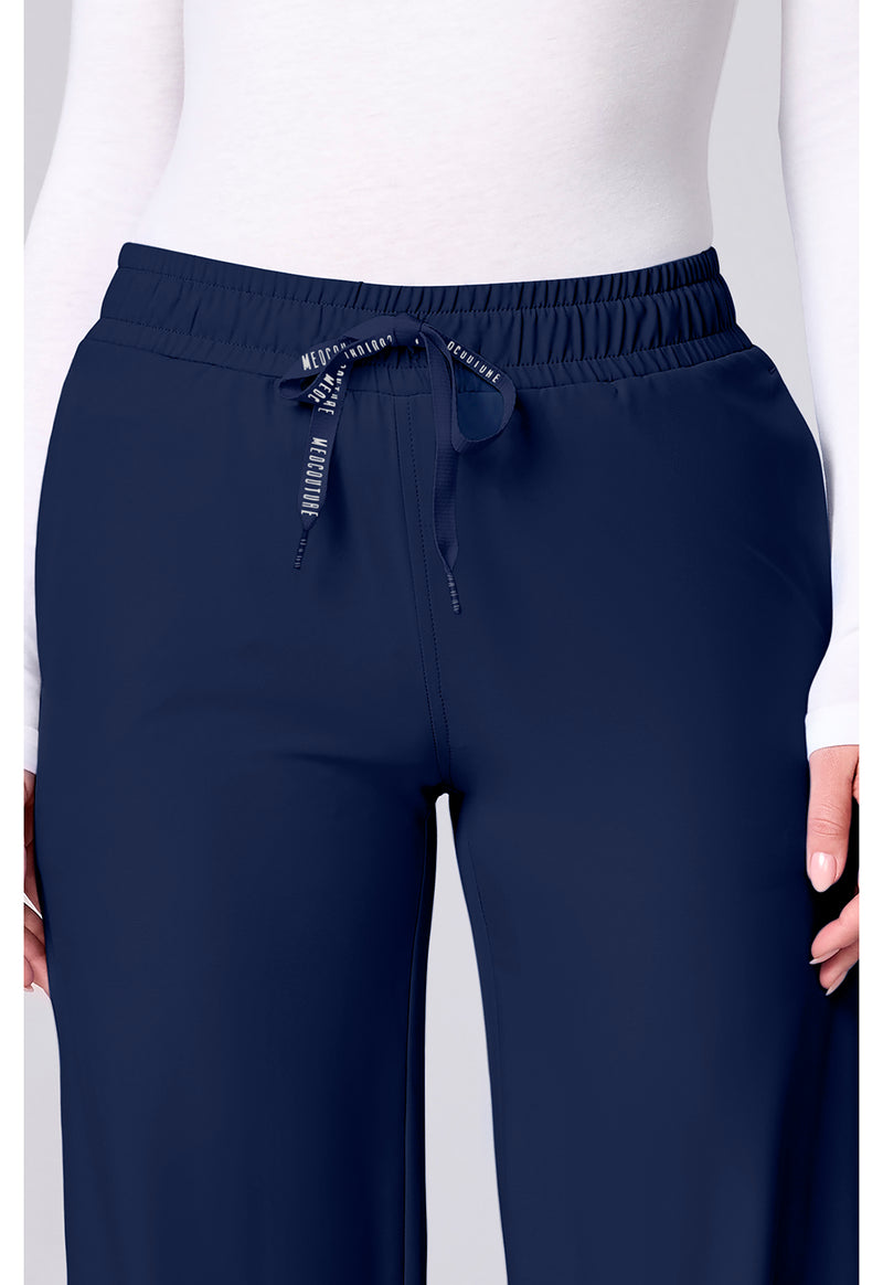 Navy - Women's Wide Leg Pintuck Scrub Pants (View 2)