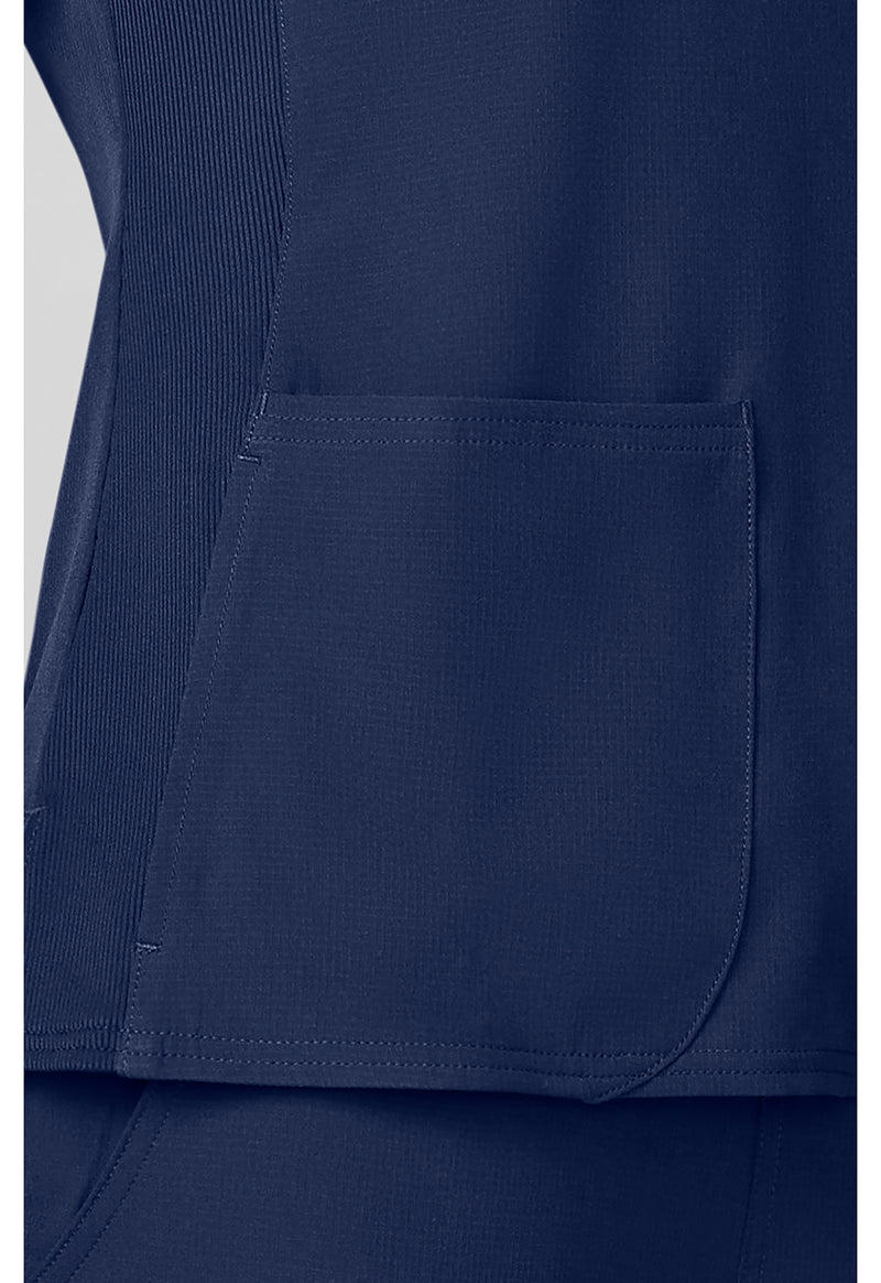 Navy - Four Pocket Round Neck Top (View 3)