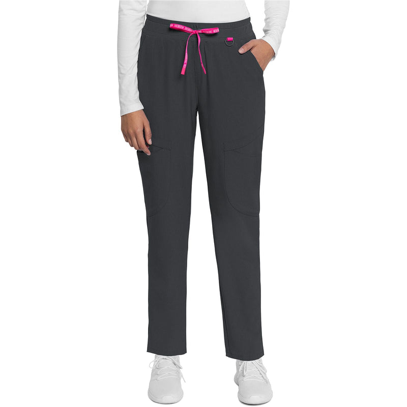 pewter - Mid Rise Drawstring Tapered Leg Pant