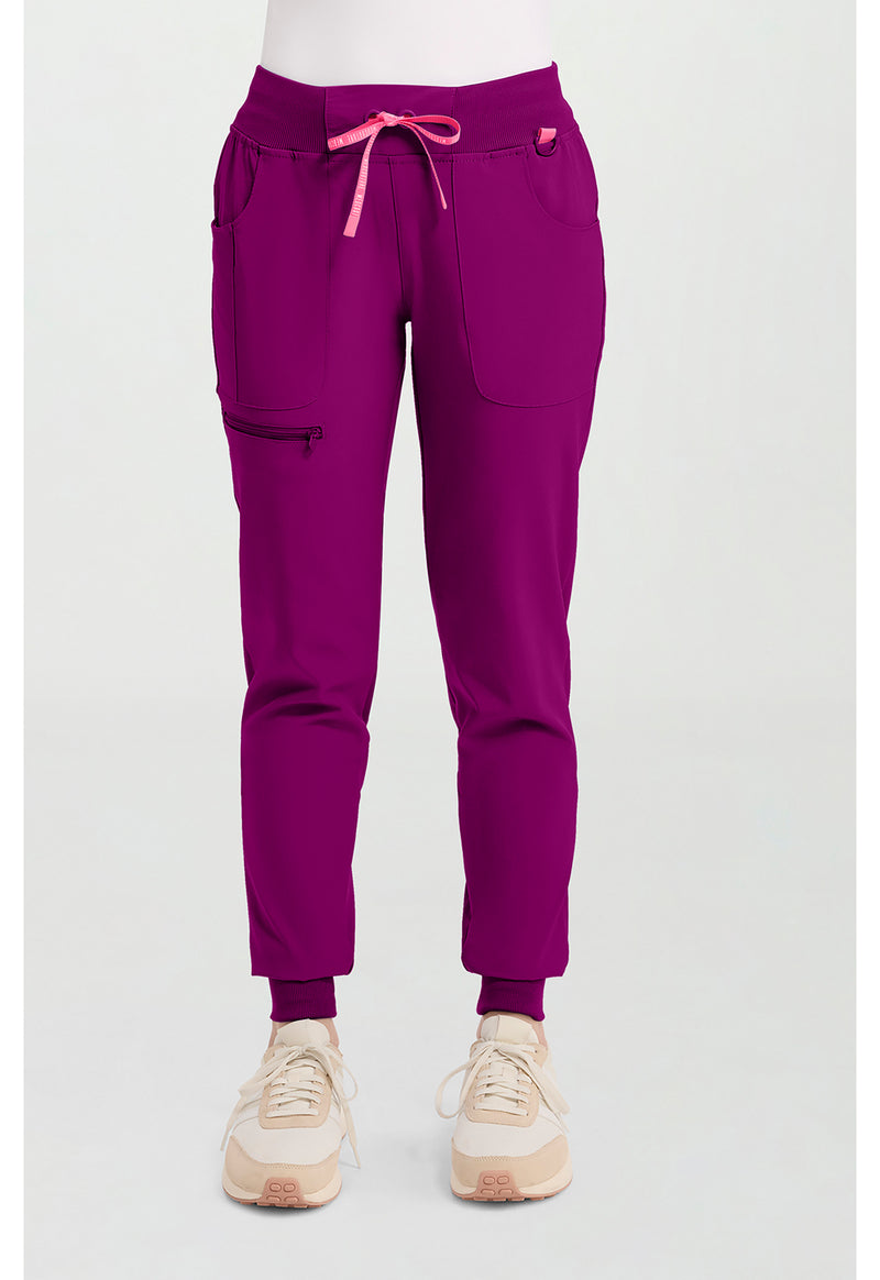 Plum Royale - Med Couture AMP Women Scrub Pants - Front View