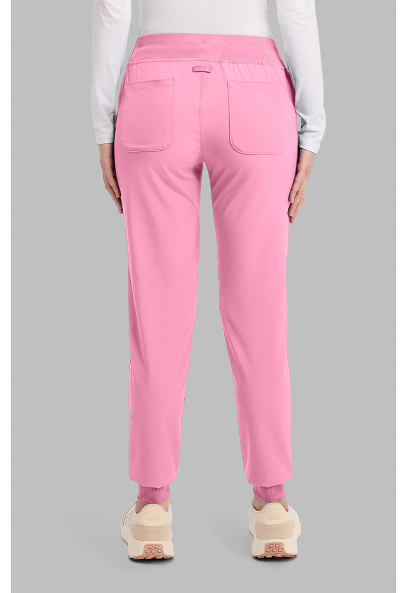 Pixel Pink - Med Couture AMP Women Scrub Pants - Back View
