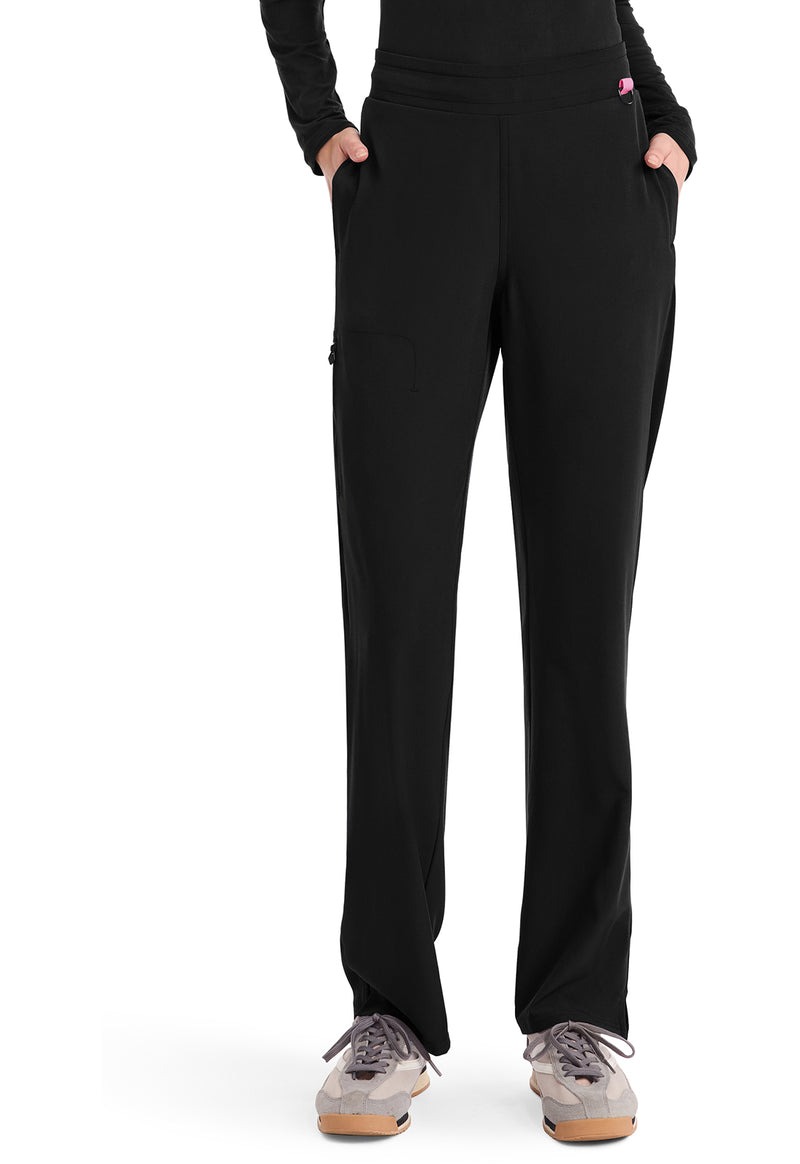 Black - Med Couture AMP Women Scrub Pants - Front View