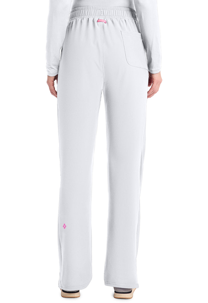 White - Med Couture AMP Women Scrub Pants - Back View