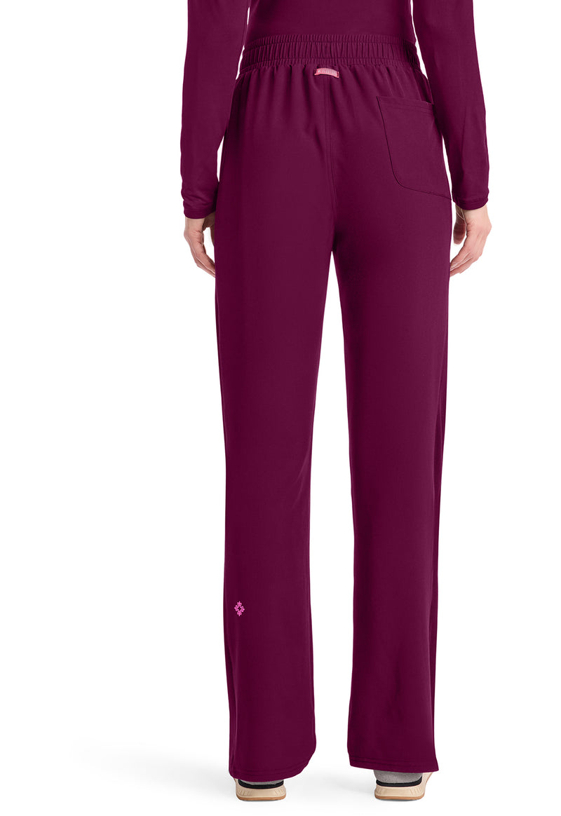 Wine - Med Couture AMP Women Scrub Pants - Back View