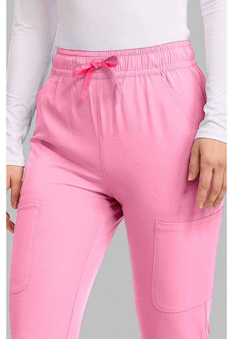 Pixel Pink - Women's High Rise 4-Pocket Flare Scrub Pants (View 4)