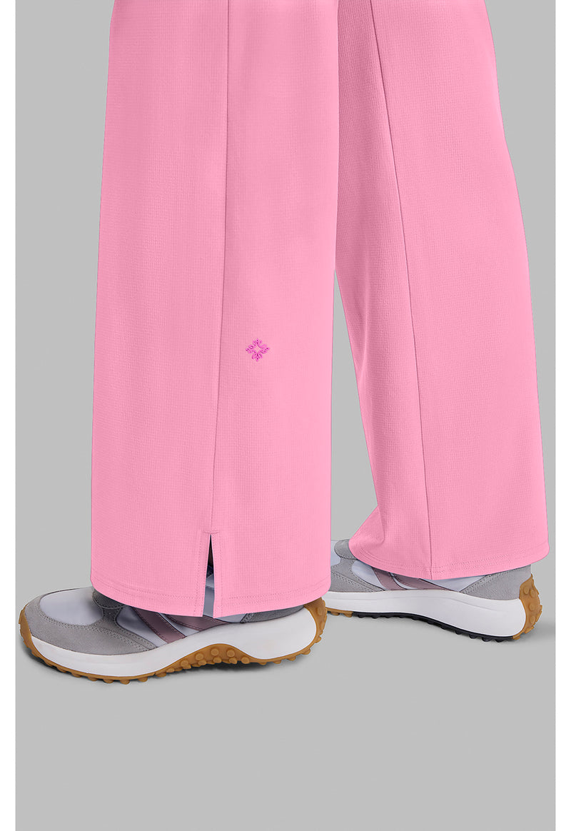 Pixel Pink - Women's Wide Leg Pull On Scrub Pants (View 4)
