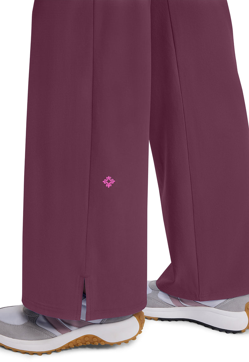 Wine - Women's Wide Leg Pull On Scrub Pants (View 3)