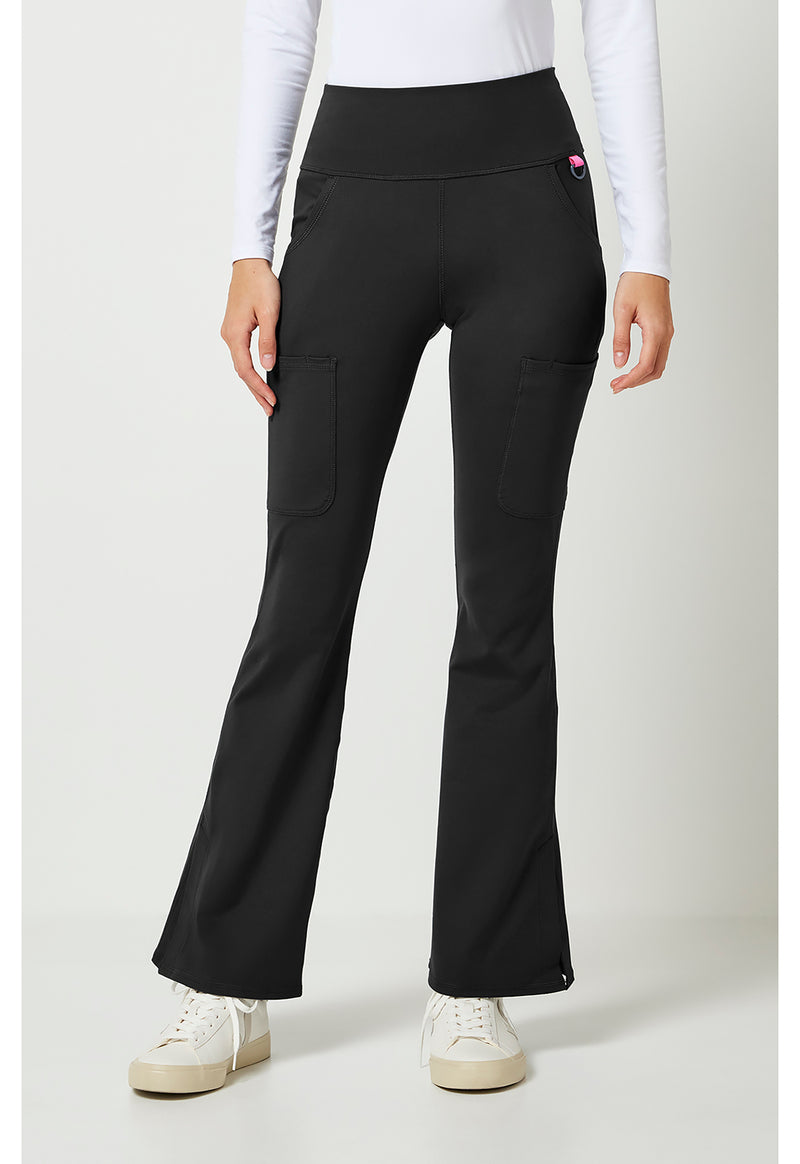 Black - Med Couture AMP Knit Women Scrub Pants - Front View