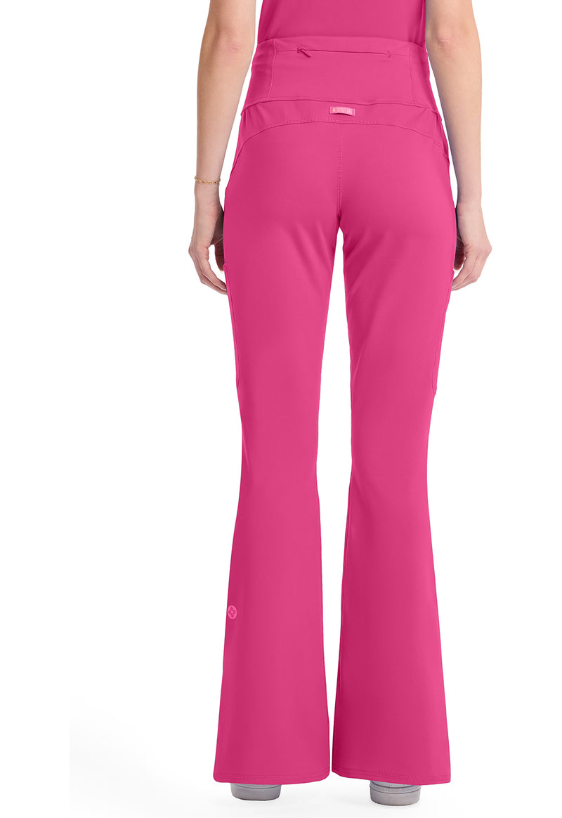 Pink Power - Med Couture AMP Knit Women Scrub Pants - Back View