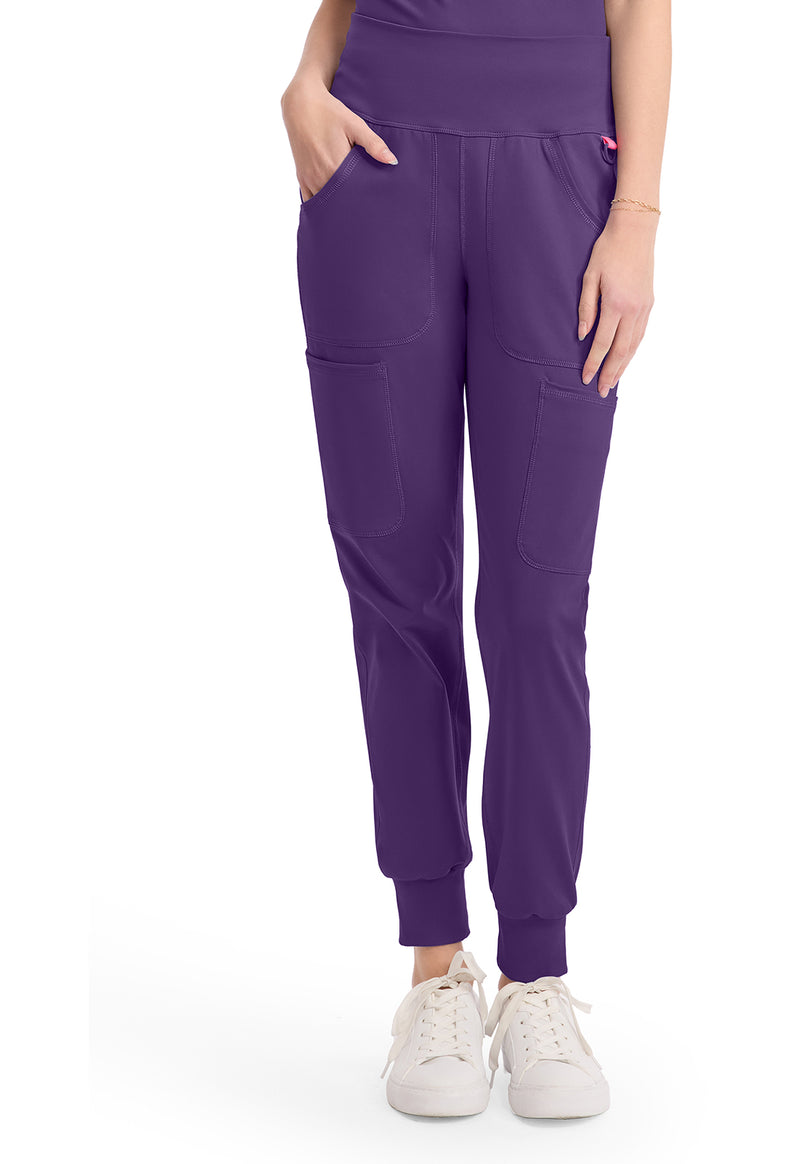 Galactic Purple - Med Couture AMP Knit Women Scrub Pants - Front View