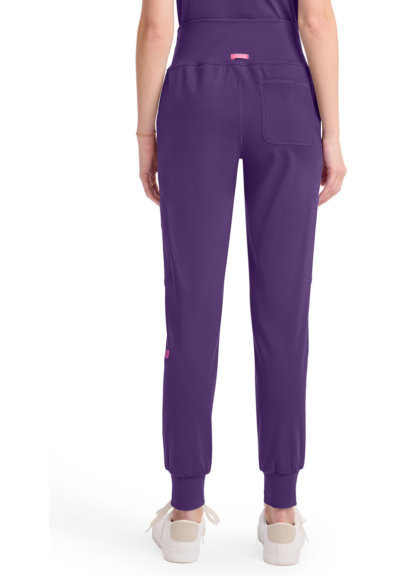 Galactic Purple - Med Couture AMP Knit Women Scrub Pants - Back View
