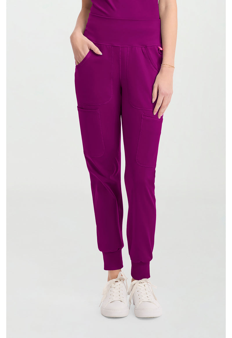 Plum Royale - Med Couture AMP Knit Women Scrub Pants - Front View