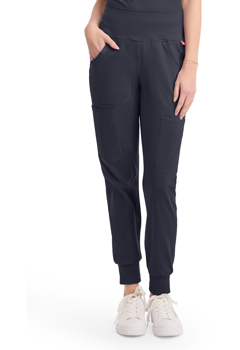 Pewter - Med Couture AMP Knit Women Scrub Pants - Front View