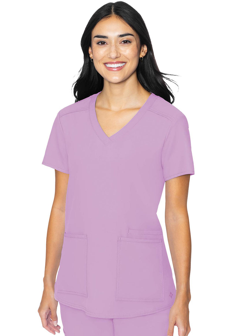 Lilac - Med Couture Insight Women Scrub Top - Front View