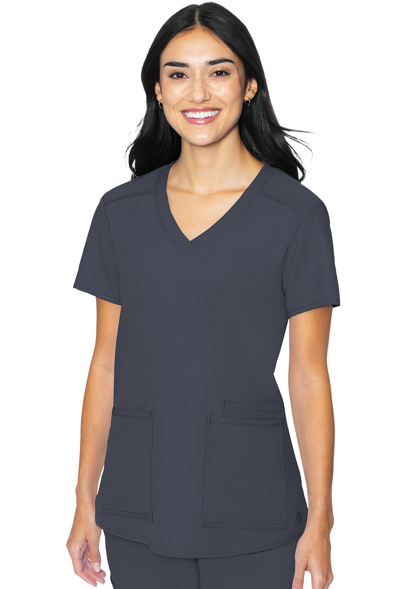 Pewter - Med Couture Insight Women Scrub Top - Front View