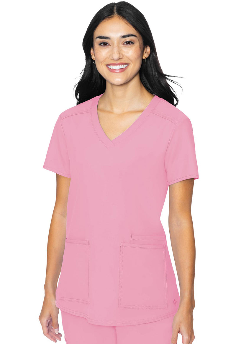 Taffy Pink - Med Couture Insight Women Scrub Top - Front View