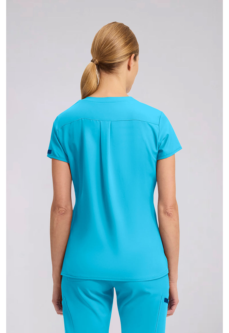 Turquoise - Med Couture Insight Women Scrub Top - Back View