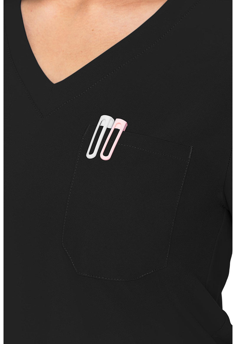 Black - Women's One Pocket Tuck-In Scrub Top (View 2)