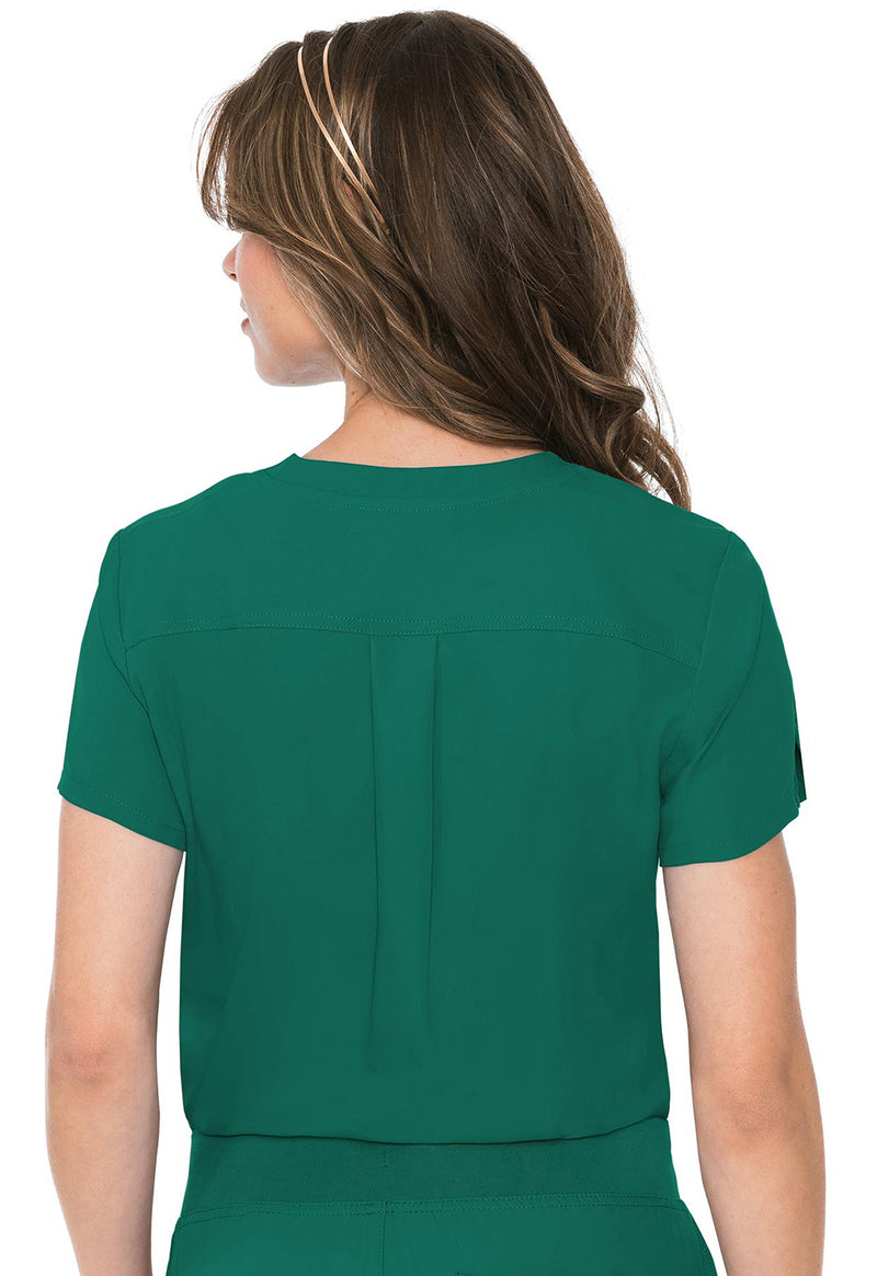 Hunter Green - Med Couture Insight Women Scrub Top - Back View