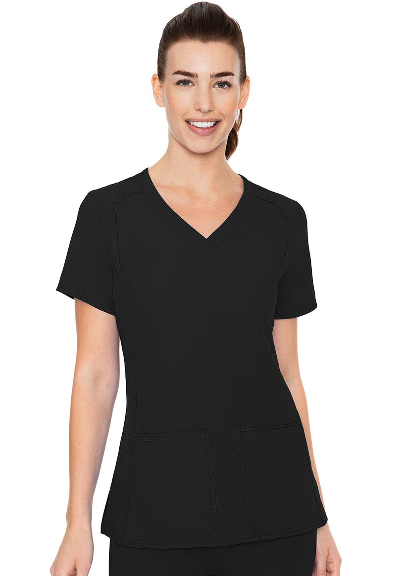 Black - Med Couture Insight Women Scrub Top - Front View