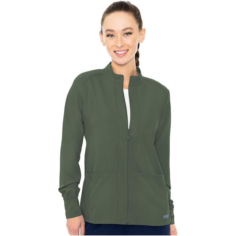 olive - Zip Front Warm-Up With Shoulder Yokes