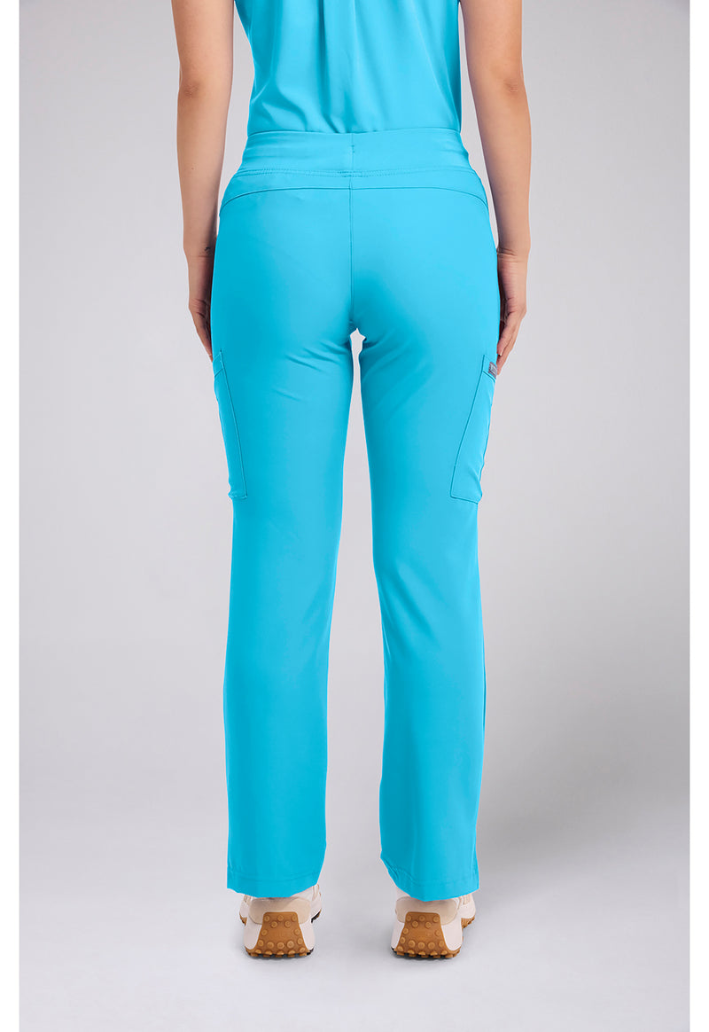 Turquoise - Med Couture Insight Women Scrub Pants - Back View