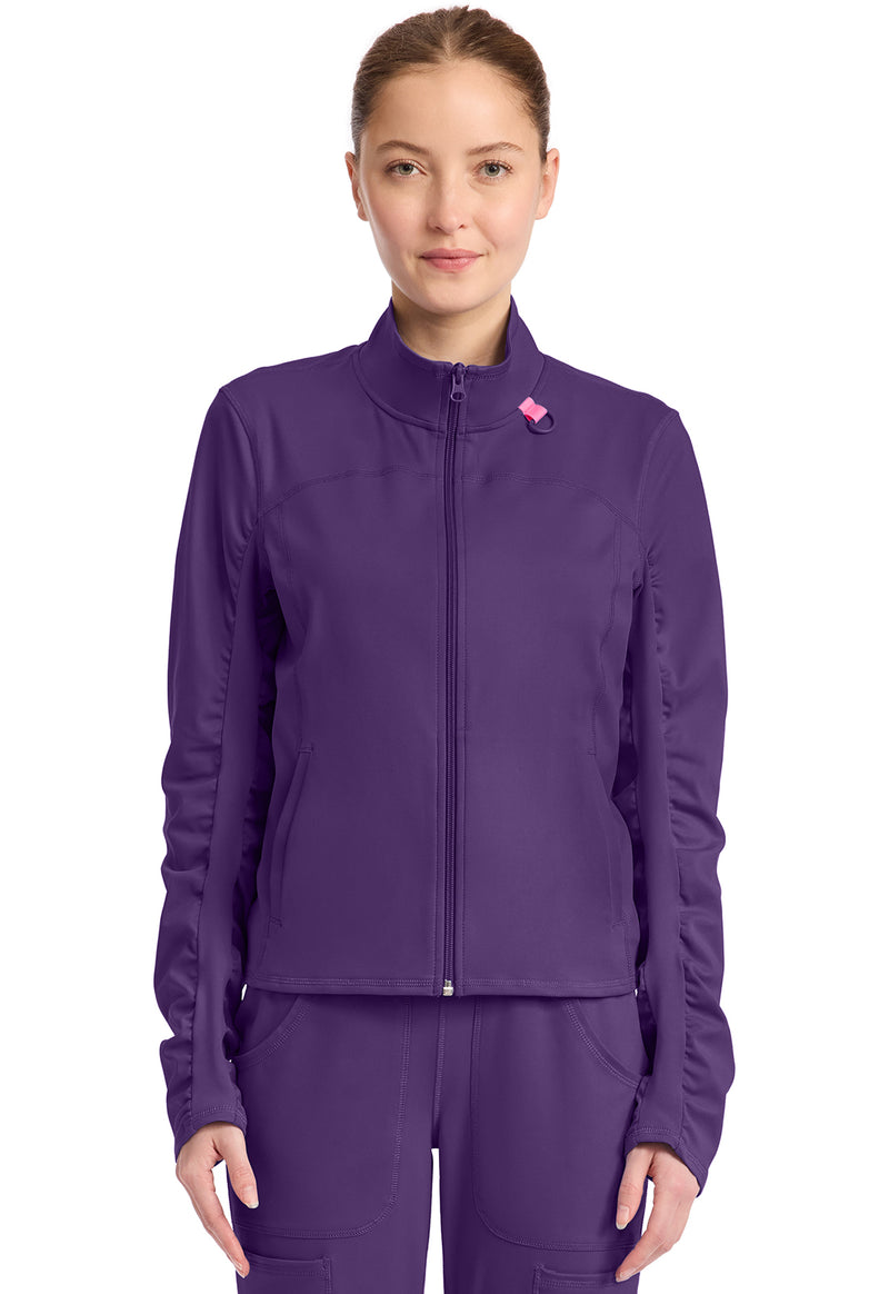 Galactic Purple - Med Couture AMP Knit Women Scrub Jacket - Front View