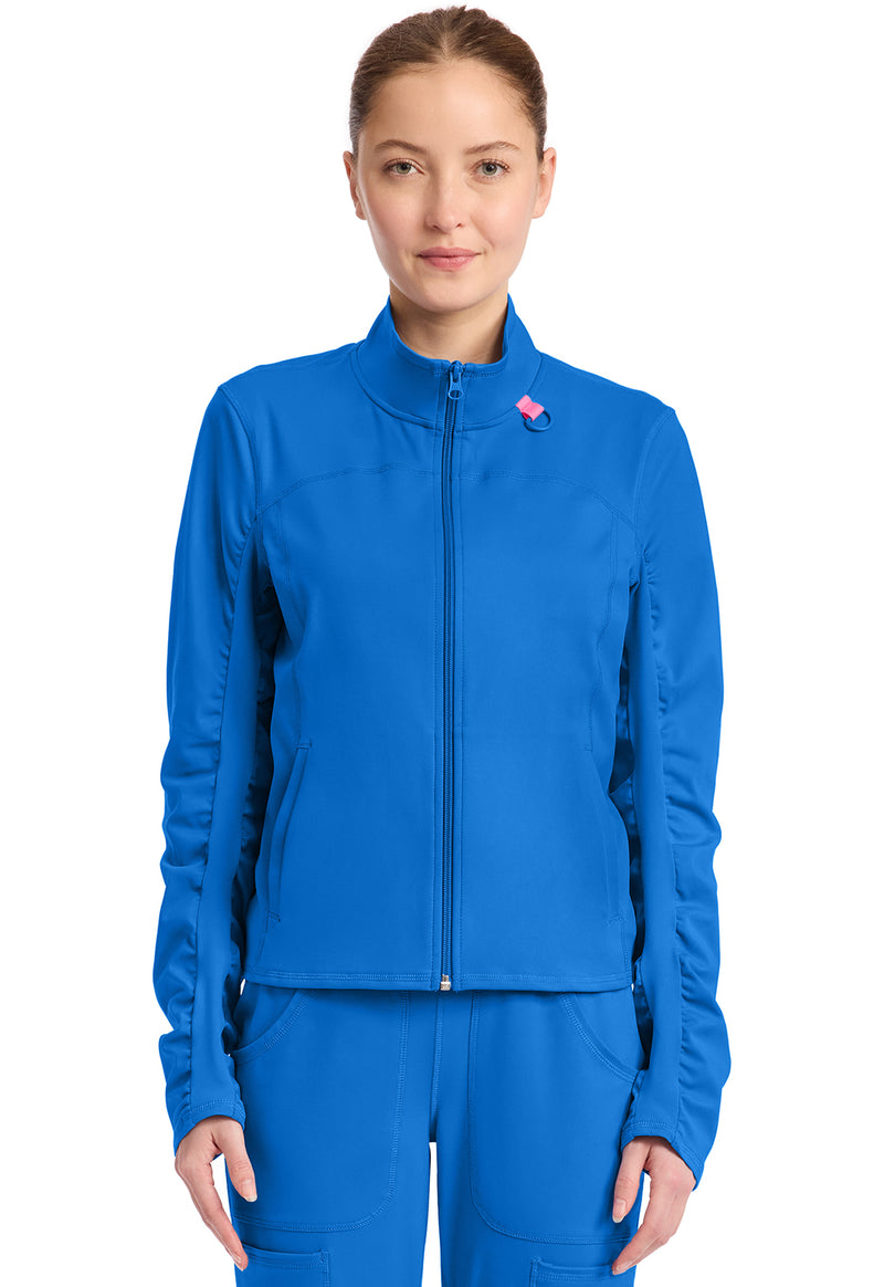 Royal - Med Couture AMP Knit Women Scrub Jacket - Front View