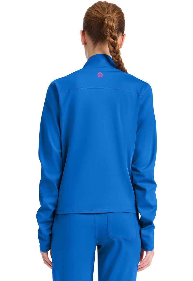 Royal - Med Couture AMP Knit Women Scrub Jacket - Back View