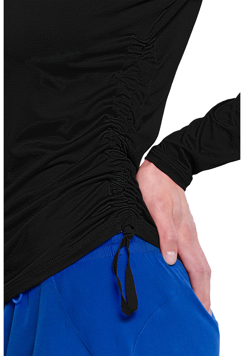 Black - Long Sleeve Ruched Underscrub (View 2)