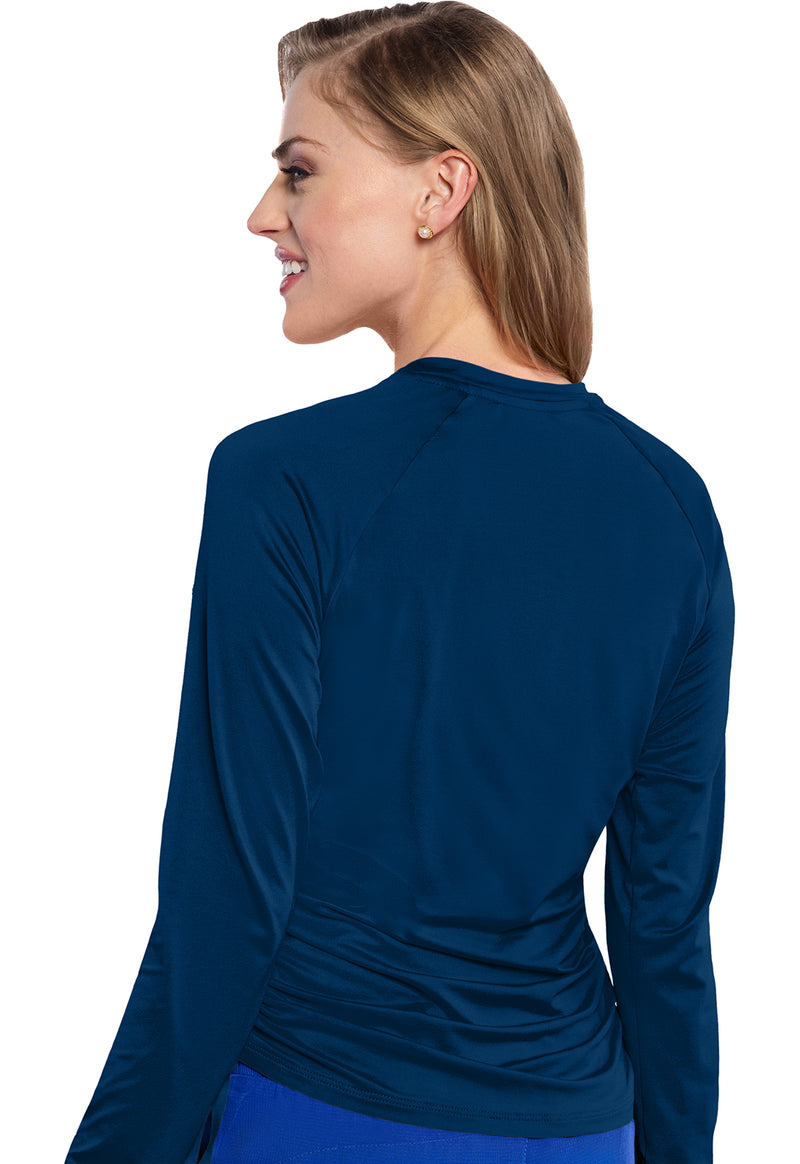 Navy - Long Sleeve Ruched Underscrub (Back)