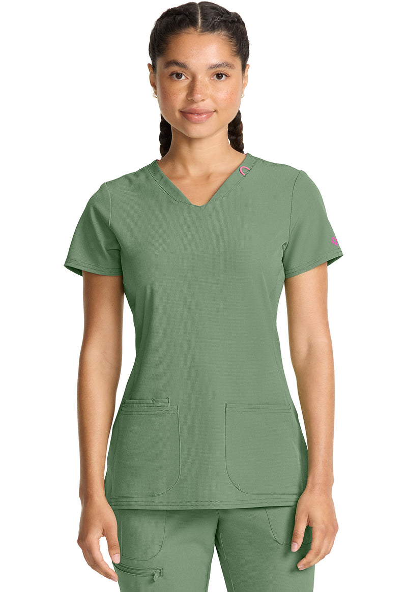 Beyond Green - Med Couture AMP Women Scrub Top - Front View