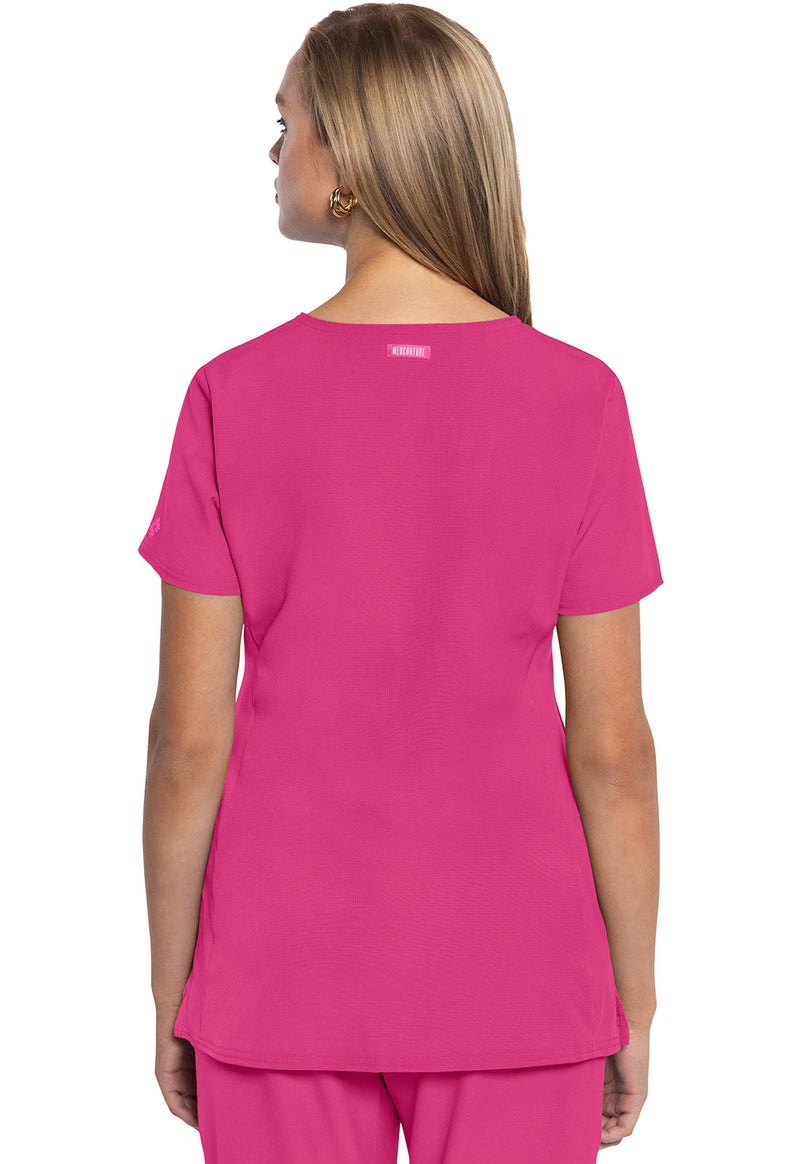 Pink Power - Med Couture AMP Women Scrub Top - Back View