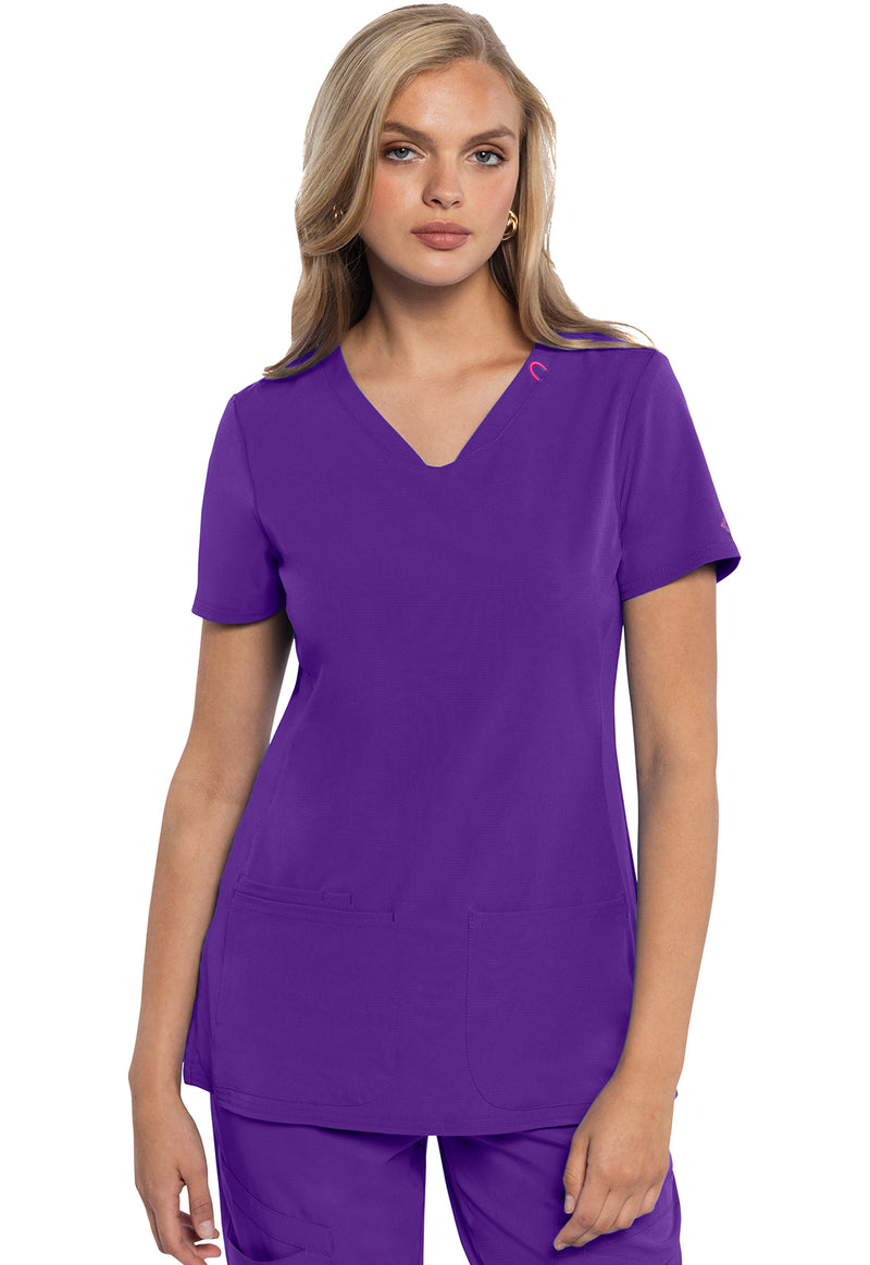 Purple Surge - Med Couture AMP Women Scrub Top - Front View