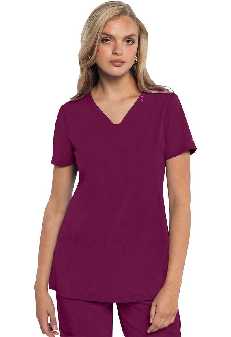 Wine - Med Couture AMP Women Scrub Top - Front View