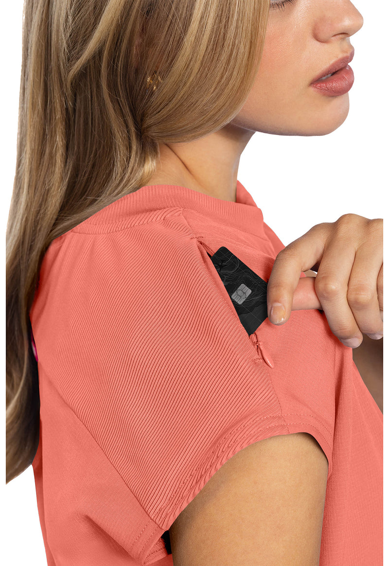 Coral Fusion - Women's Round Neck Tuckable Scrub Top (View 2)